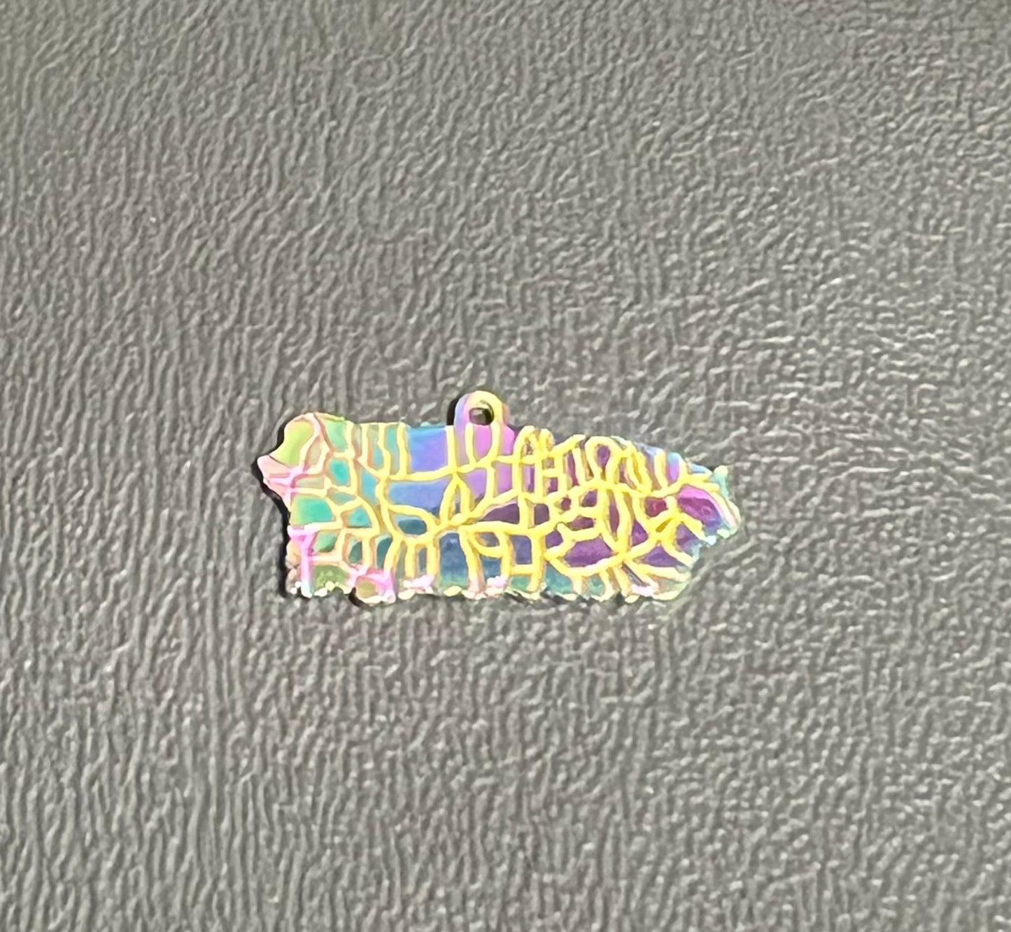 Stainless Steel Puerto Rico Map Charm