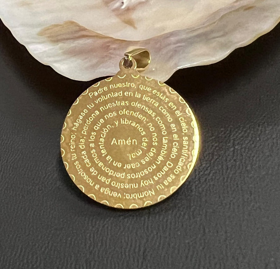 Stainless Steel "Padre Nuestro" Religious Big Charm