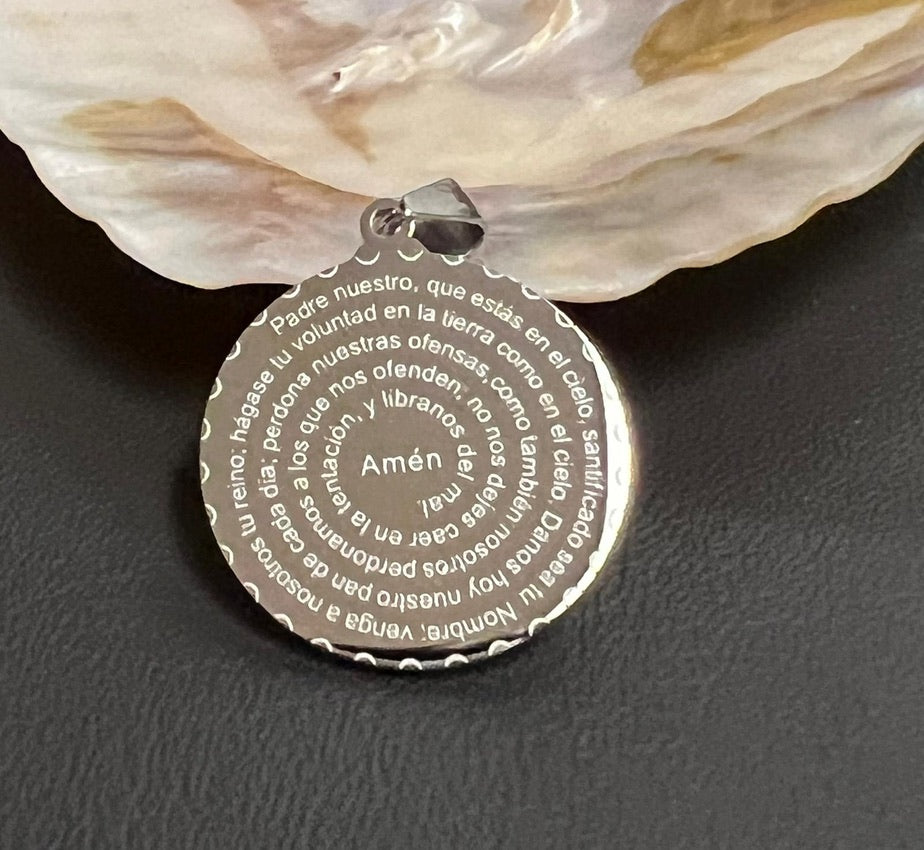 Stainless Steel "Padre Nuestro" Religious Big Charm