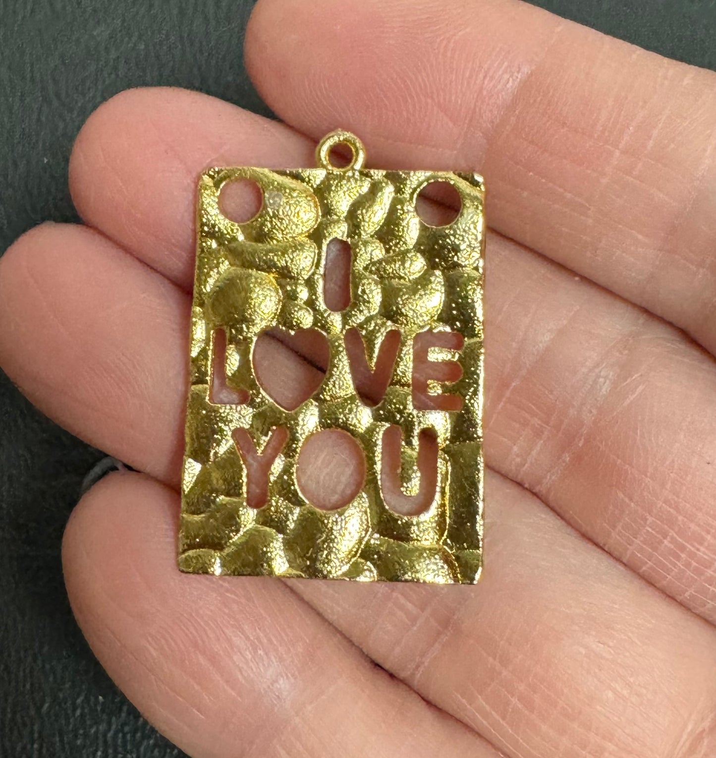 18k Gold Plated I Love You Charm