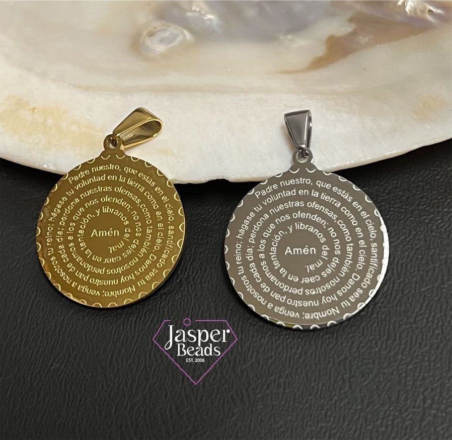 Stainless Steel "Padre Nuestro" Religious Big Charm