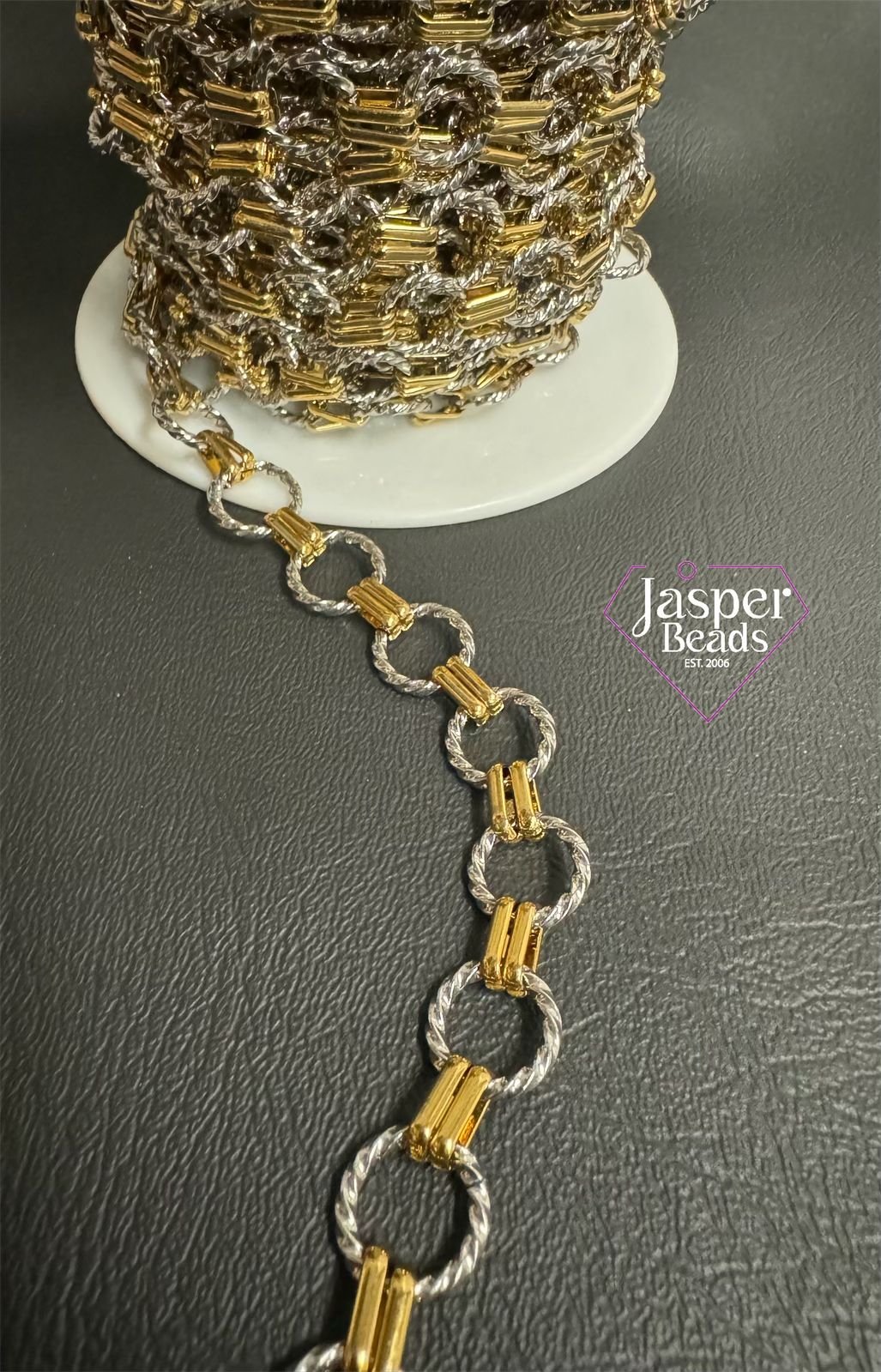 Stainless Steel Ring Two Tone Chain