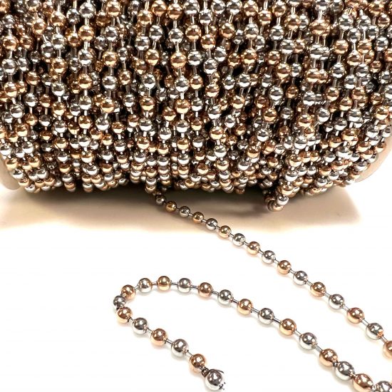 Stainless Steel Ball Chain Rose Gold and Silver