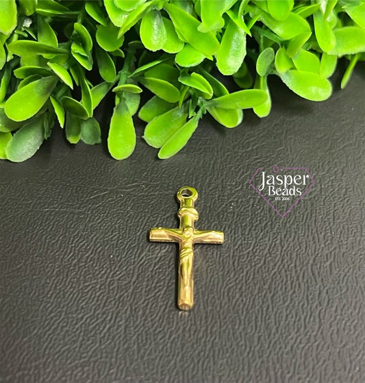 Stainless Steel Gold with Christ Cross Charm
