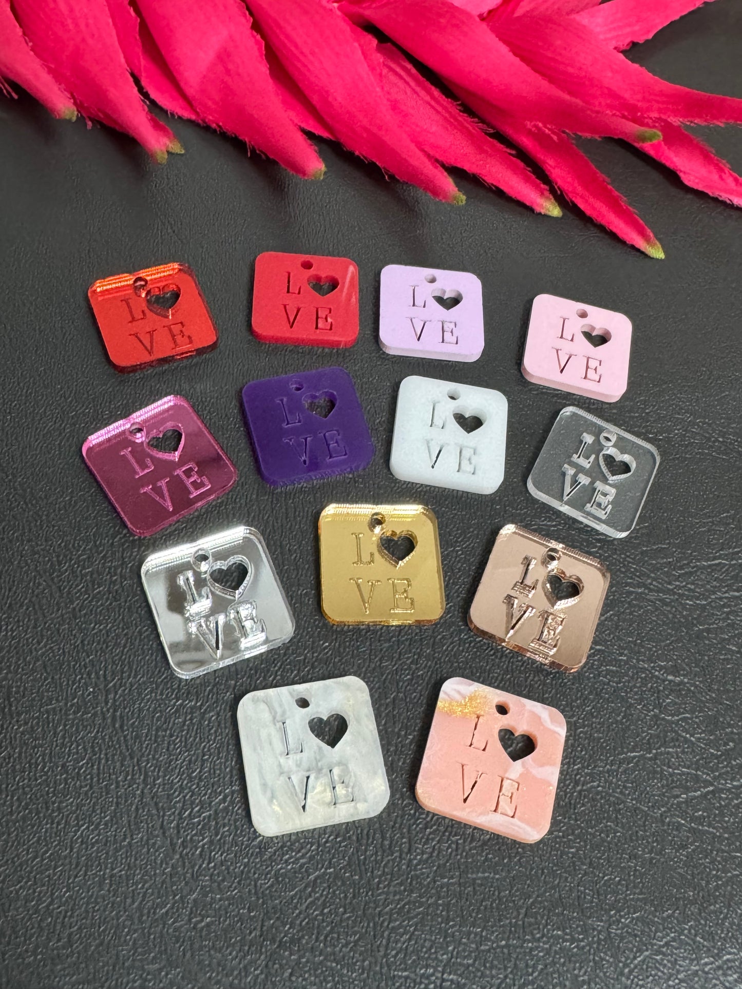 Acrylic Square Love Charm