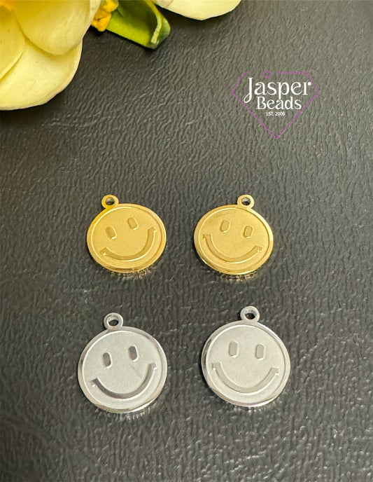 Stainless Steel Happy Face Charm