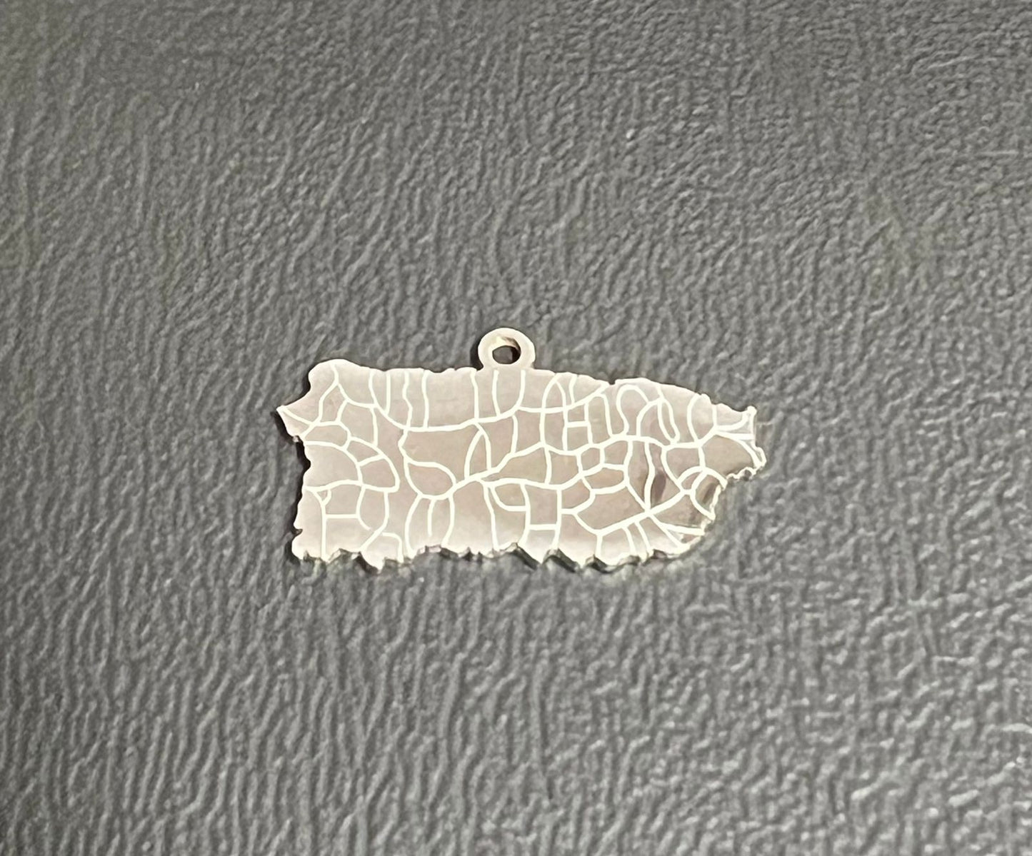 Stainless Steel Puerto Rico Map Charm