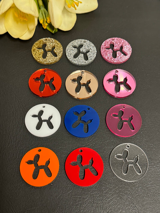 Acrylic Ballon Dog Circle Charm