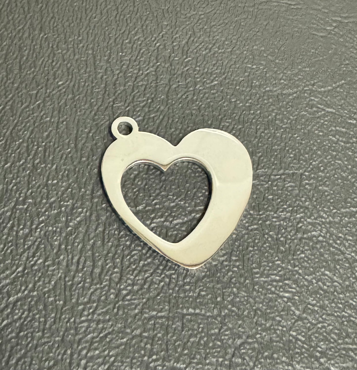 Stainless Steel with Hollow Heart Charm