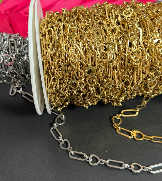 Stainless Steel Heart/Oval Chain