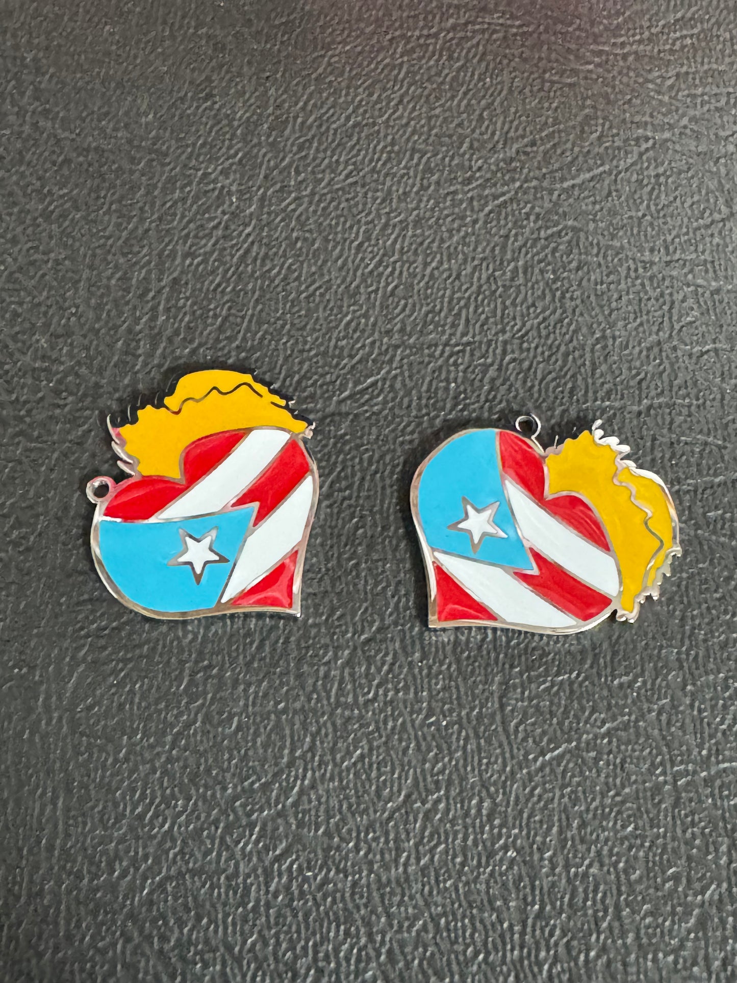 Stainless Steel Flag Heart with Pava Charm