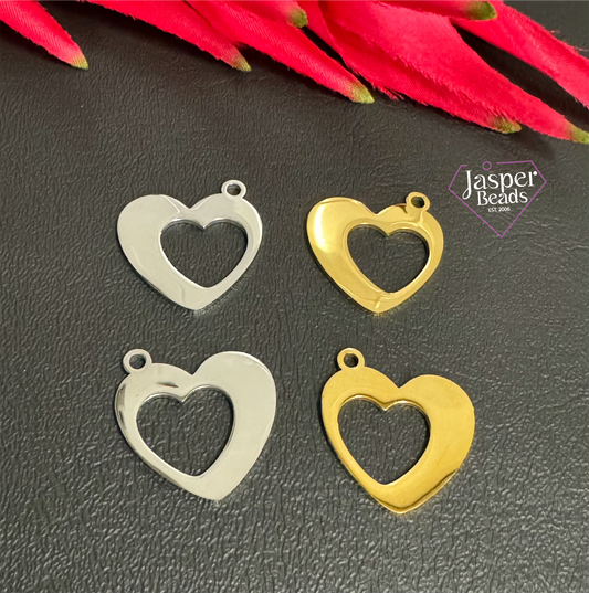 Stainless Steel with Hollow Heart Charm